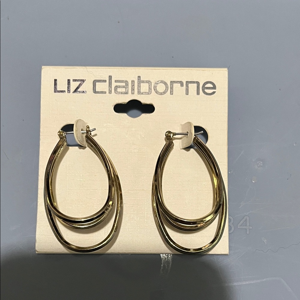Liz Claiborne Elegant Gold tone Hoop Earrings